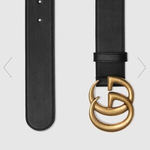Gucci Black Leather Belt with Gold Buckle